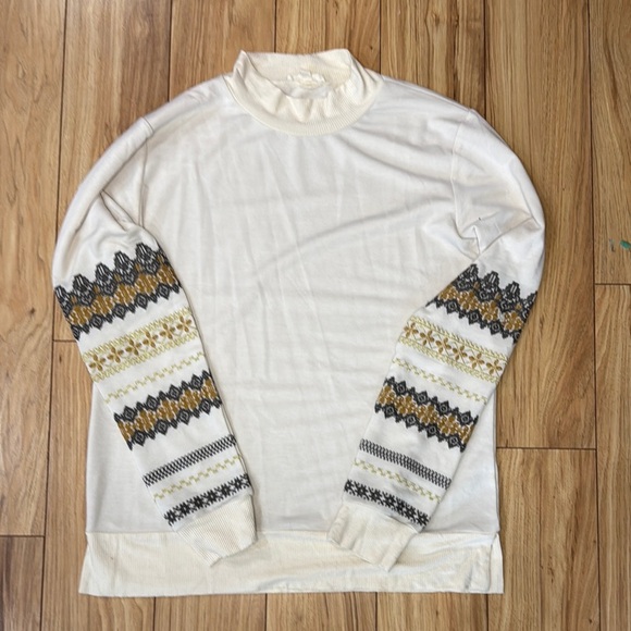 Cream Top with Patterned Sleeves - Picture 1 of 4